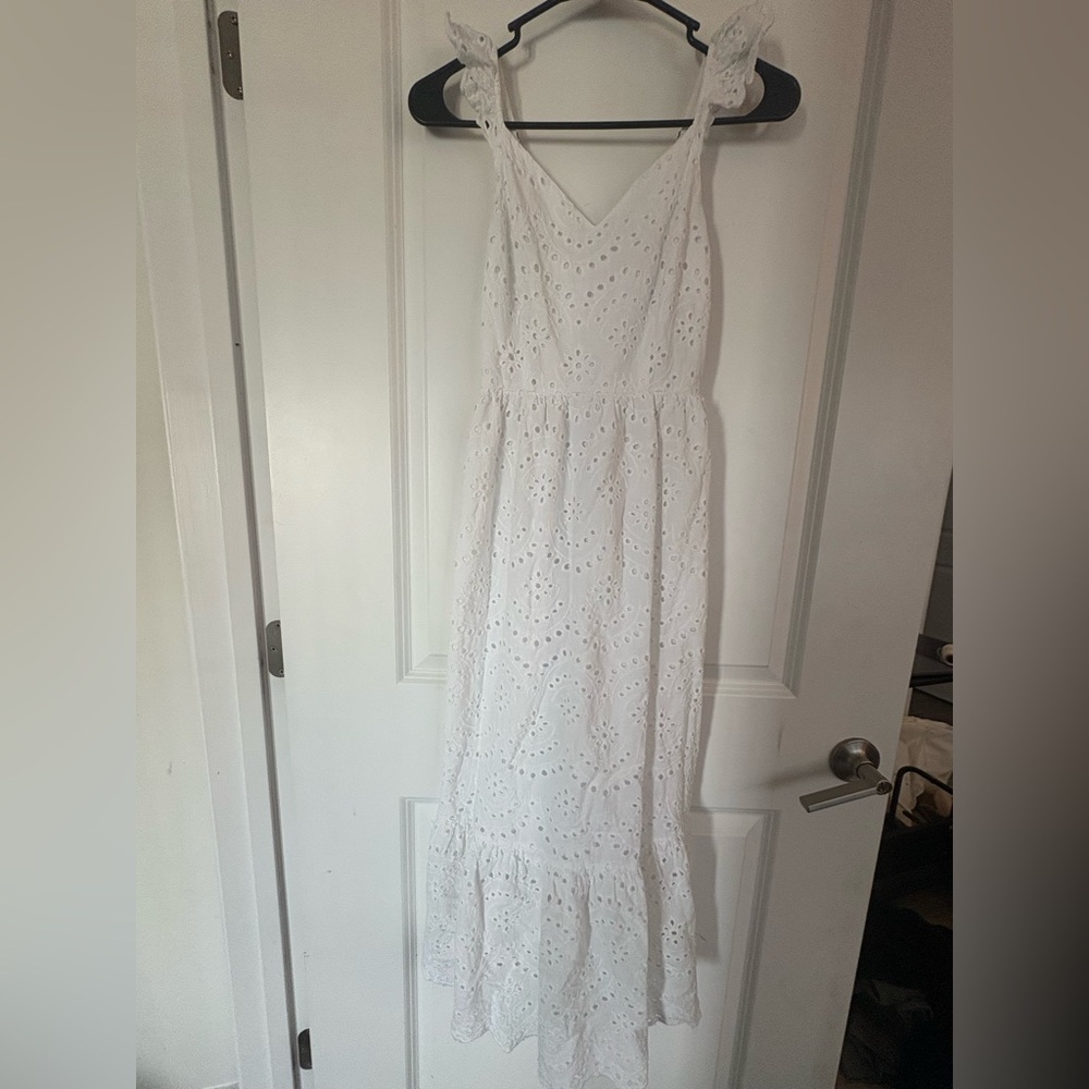 Elegant White Eyelet Maxi Dress